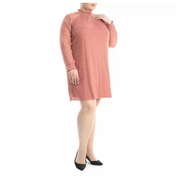 Nina Leonard Mauve Mock Neck Shift Dress Size XL - Picture 2 of 6